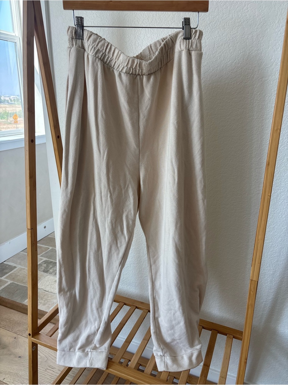 Free People Beach Cream Elastic Waist Relaxed Pants